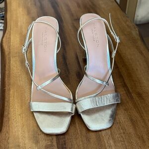 Halston Heritage Metallic Strappy Heels